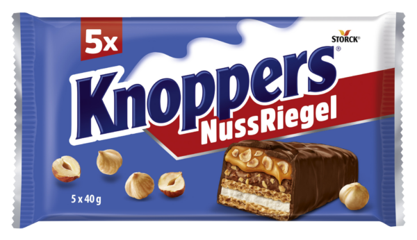 Knoppers - Вафельный батончик с молочным кремом и фундуком, 5x40 g.